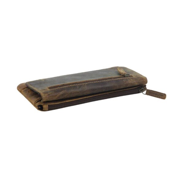 MYRA BAG LEATHER WALLET | OAK FIRE LEATHER WALLET | AGED LEATHER RFID WALLET - Picture 4 of 7